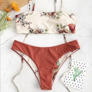ZAFUL Floral Tie Reversible Bikini Set